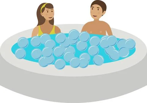 Couple taking jacuzzi bath at spa salon vector icon isolated on white Stock Illustration