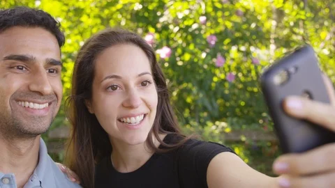 Couple taking a nice selfie together - Slow Motion - shot on RED Stock Footage 125160932
