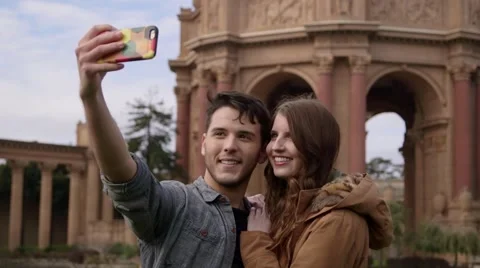 Couple taking selfie Stock Footage 64887225