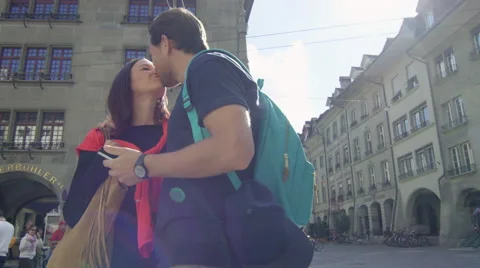 Couple taking a selfie while in the city shopping Stock Footage 63013901