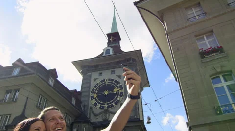 Couple taking a selfie while in the city Stock Footage 63030458