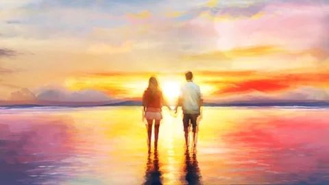 A Couple Taking A Stroll On A Beach Stock Footage 243940387