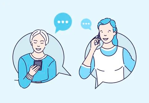 Couple talking on phone Stock Illustration