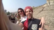 Couple Talking A Selfie In Elephant In Amber Fort, Jaipur, India Stock Footage