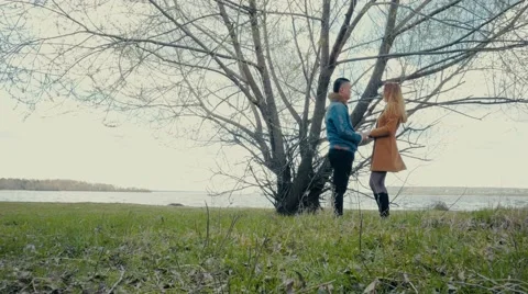 Couple Talking Under the Tree Stock Footage 66421942