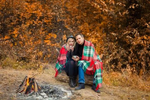 Couple with tea Stock Photos