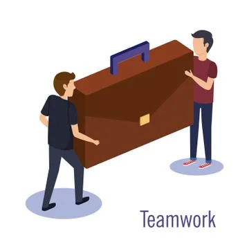 Couple teamwork with portfolio Illustration