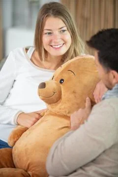 Couple with a teddy bear Foto stock