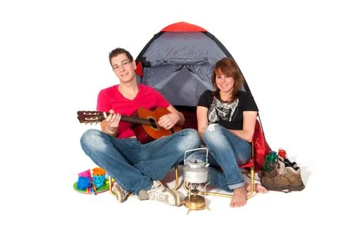 Couple in tent Stock Photos