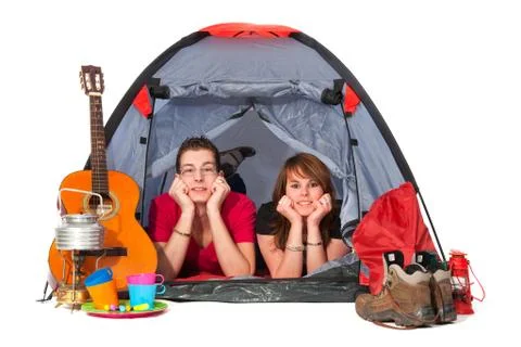 Couple in tent Stock Photos