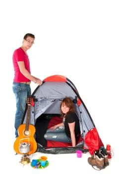 Couple in tent Stock Photos