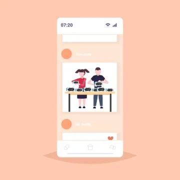 Couple testing 3d glasses students at desk wearing virtual reality digital Illustrazione stock