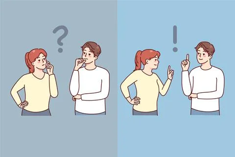 Couple thinking and finding solution 스톡 일러스트