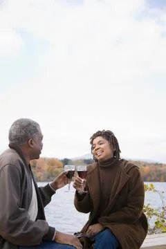 A couple toasting Stock Photos