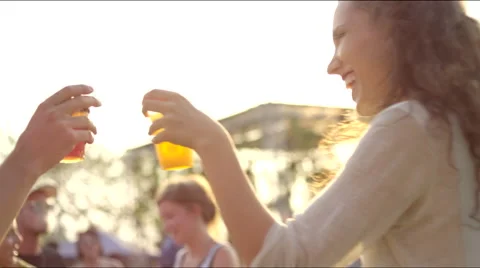 Couple toasts, drinks and dances Stock Footage 63080609