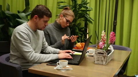 Couple together with laptop Stock Footage 65231036