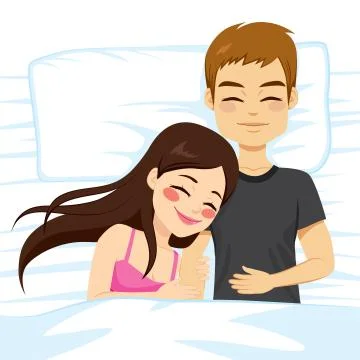 Couple Top View Bed Ilustração Stock