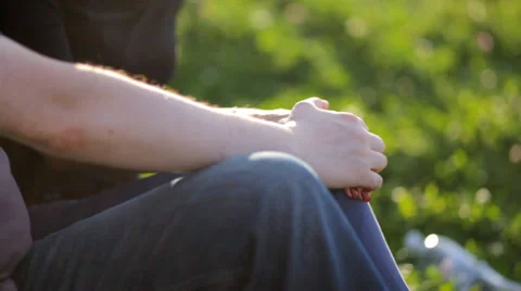 Couple touch hands of each other Stock Footage 36150474