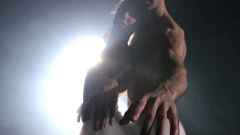 Couple touching each other with hands and passion. Professional ballet dancers Stock Footage 127594268