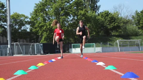 Couple track and field workout Stock Footage 37373876
