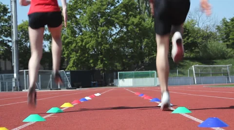 Couple track and field workout Video stock 37373945
