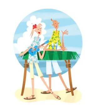Couple on a tropical beach Ilustração Stock