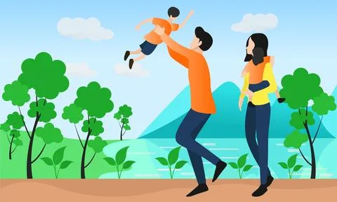 Couple with two children Stock Illustration