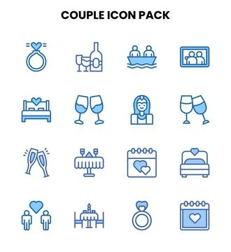 Couple Two Colour Bundle Icons Pack Ilustração Stock