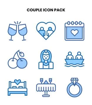 Couple Two Colour Bundle Icons Pack Ilustração Stock