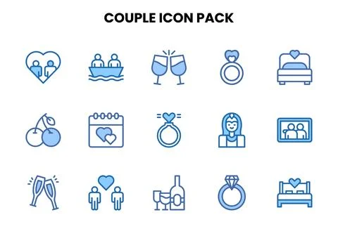 Couple Two Colour Graphics Icons Pack Stock Illustration