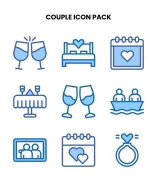 Couple Two Colour Icons Pack Stock Illustration