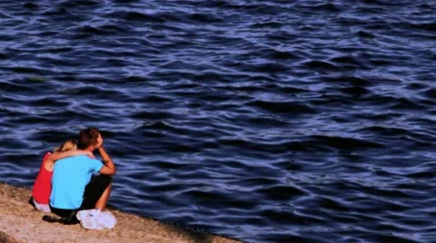 Couple un beach Stock Footage 12141378