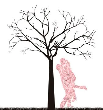 Couple under tree over white background. vector illustration Ilustração Stock