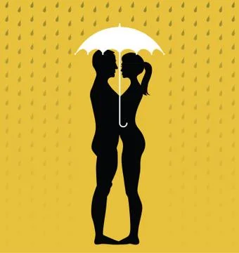 Couple under an umbrella Stock Illustration