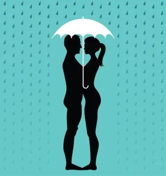 Couple under an umbrella Stock Illustration