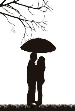 Couple under umbrella over white background. vector illustration Ilustração Stock