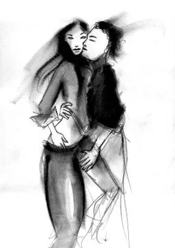 Couple undressing Stock Illustration