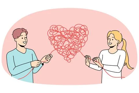 Couple untangle love problems イラスト素材
