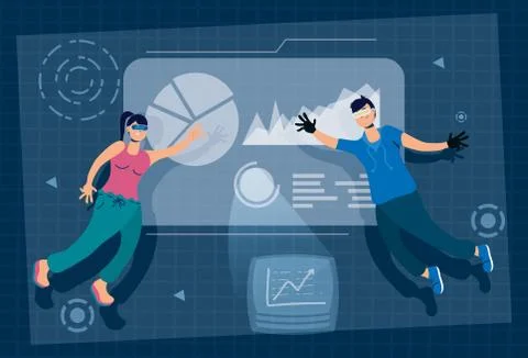 Couple using augmented reality technology Illustrazione stock