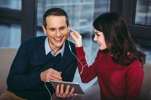 Couple using digital tablet Stock Photos