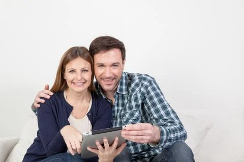 Couple using the ipad Stock Photos