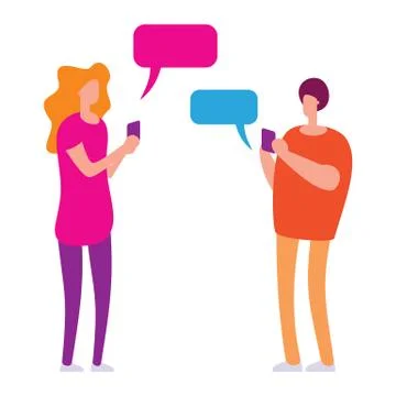 Couple using mobile application for talking Illustrazione stock