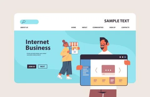 Couple using online shopping applications internet business e-commerce digital Illustrazione stock