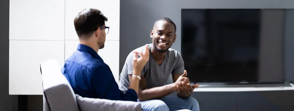 Couple Using Sign Language. Deaf African American Stock Photos