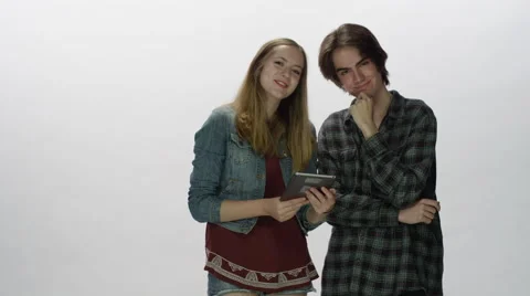 Couple using social media on smart device Stock Footage 65256923