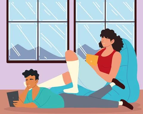 Couple using tablet Stock Illustration