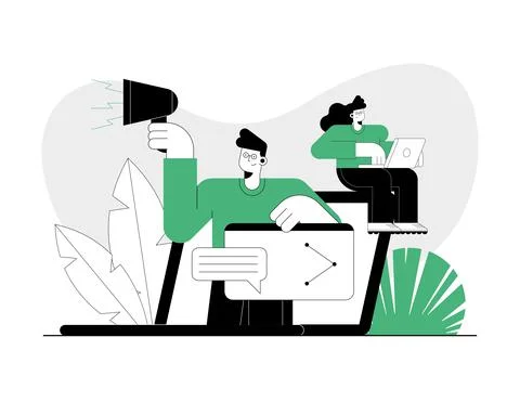 Couple using technology 스톡 일러스트
