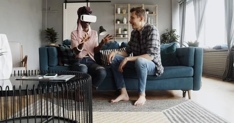 Couple Using Vr Glasses At Home Stock-Footage 125894189