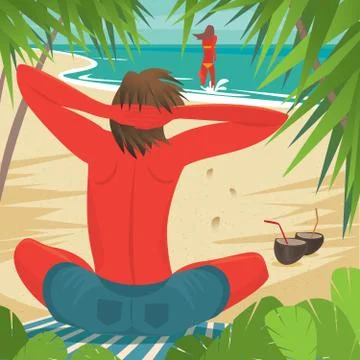 Couple on vacation Stock Illustration