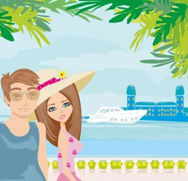 Couple on vacation Ilustração Stock